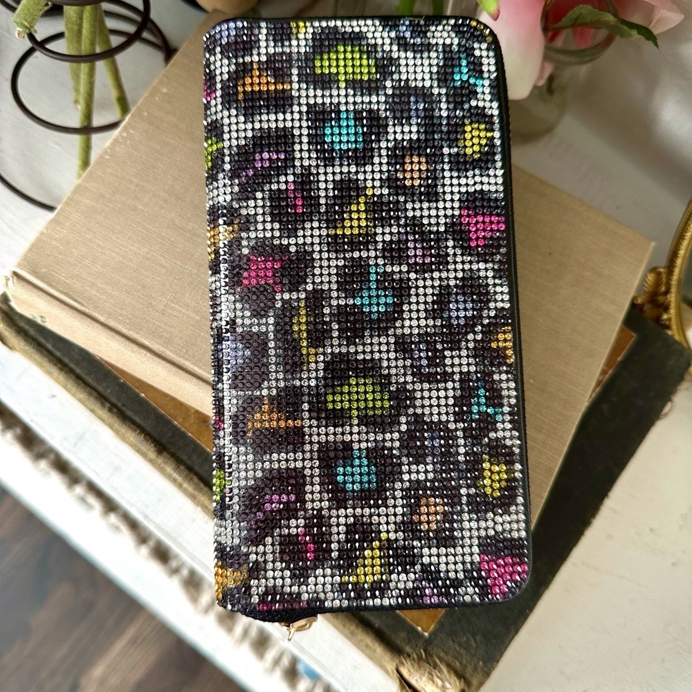 Rainbow leopard rhinestone wallet with zipper - Picture 2 of 3